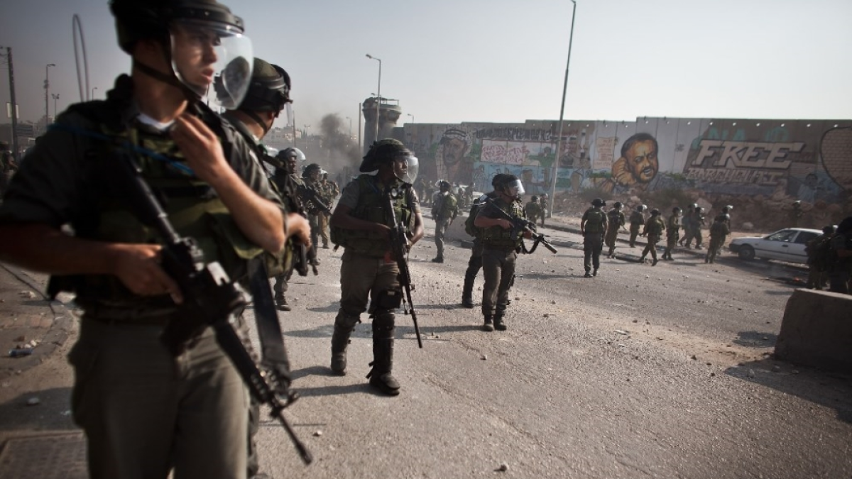 Surveillance Camera Captures Israeli Forces Entering Qalandiya Refugee Camp Near Jerusalem