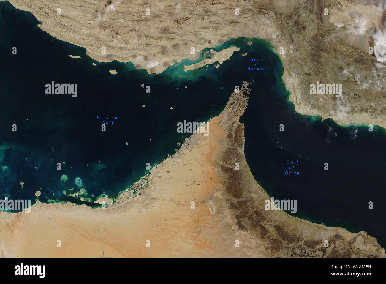 A vessel crossing from the Strait of Hormuz into the Gulf of Oman was hit by two anti-ship missiles while violating