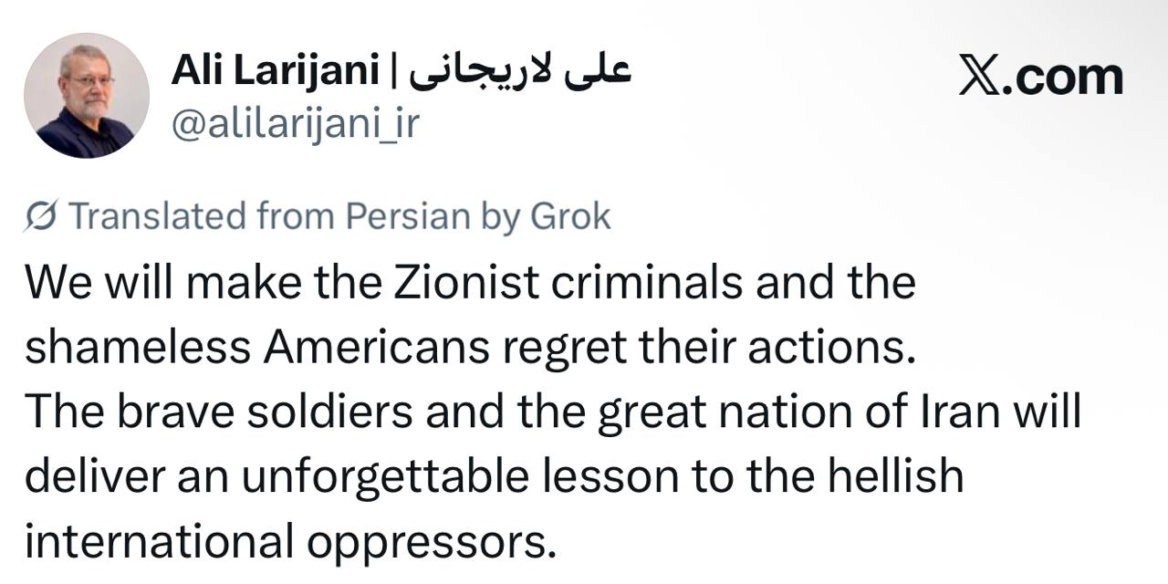 Iran's Ali Larijani vows to teach US and Israel 'an unforgettable lesson' in latest statement
