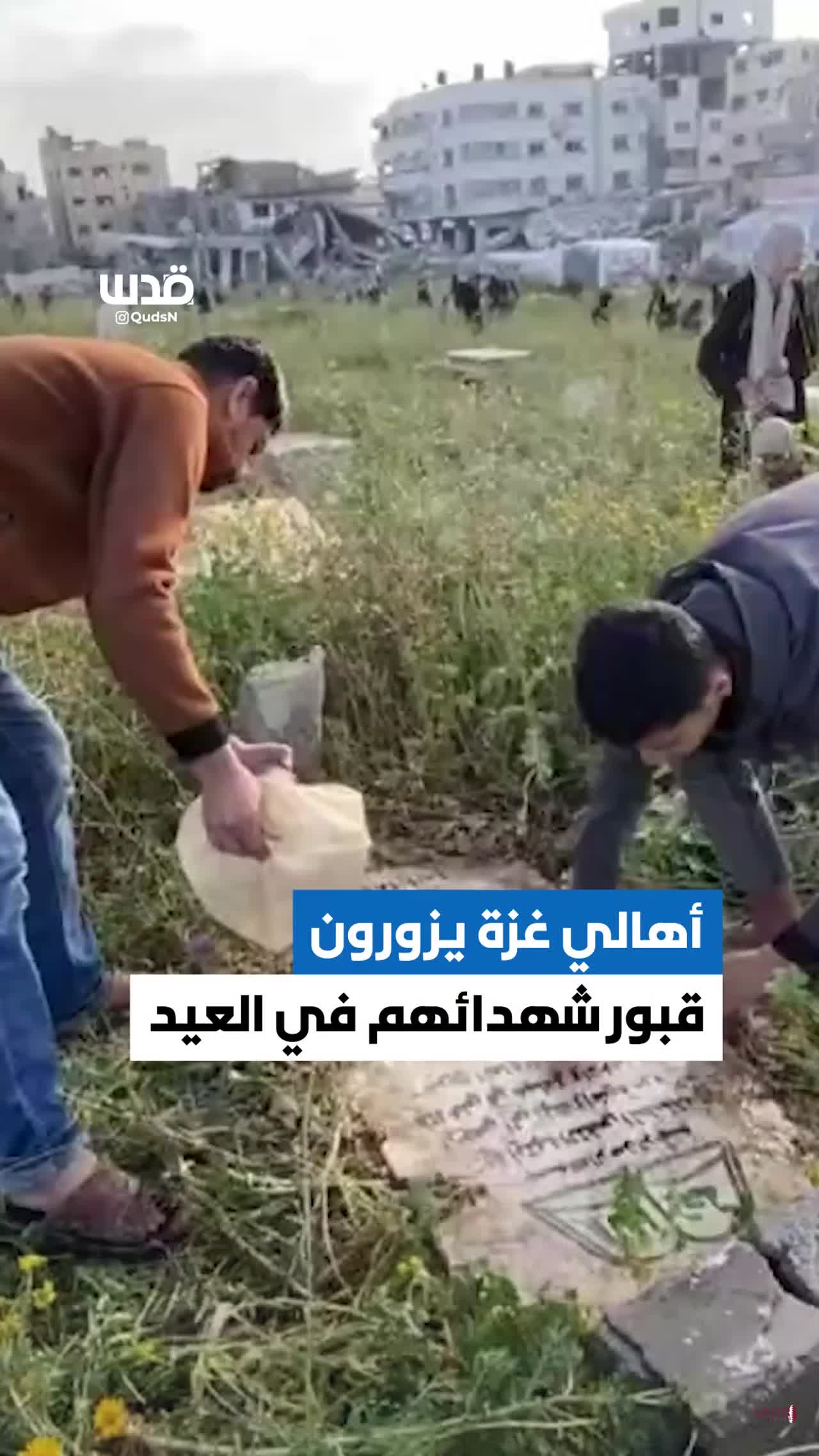 Palestinian Families Visit Graves of Deceased Relatives in Sheikh Radwan, Gaza