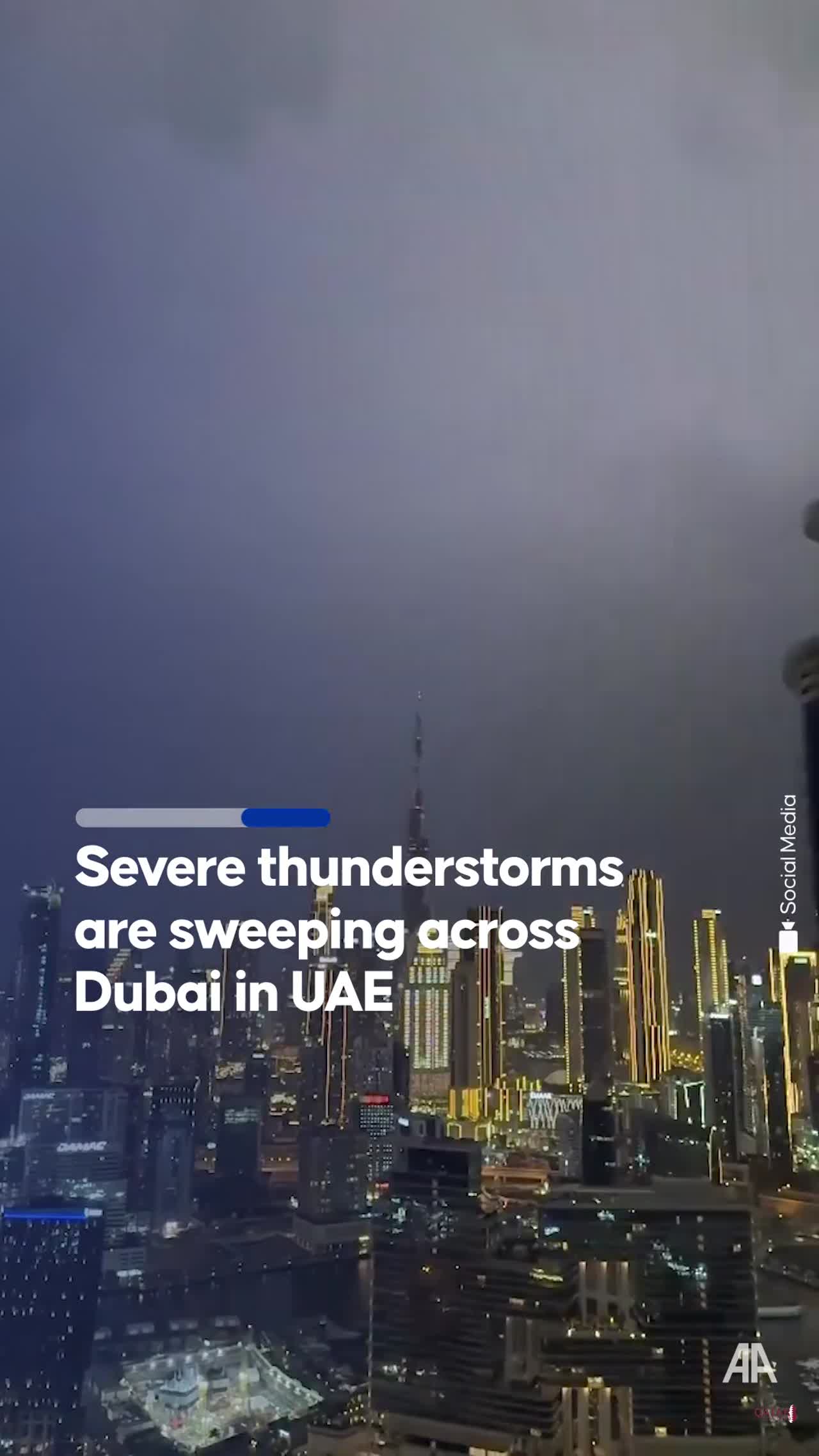 Severe Thunderstorm Captured in Video Over Dubai, UAE