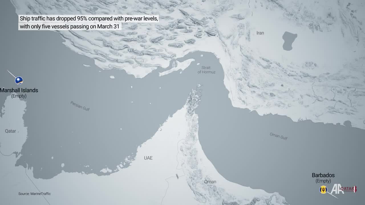 Strait of Hormuz Traffic Drops 95% Amid Ongoing Conflict, Only Five Vessels Pass
